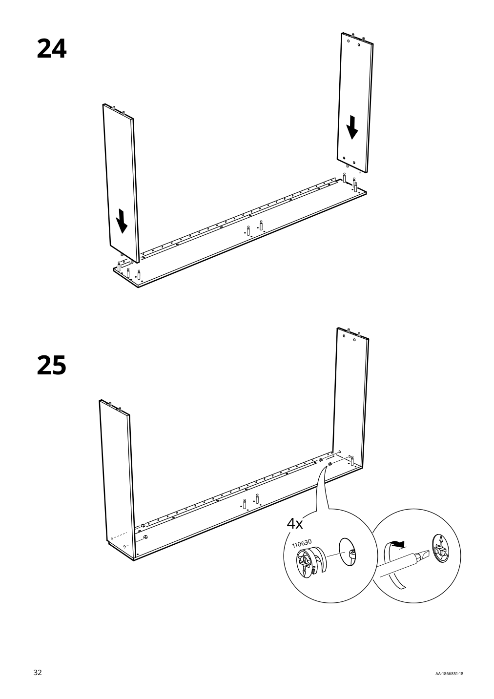 Assembly instructions for IKEA Flekke daybed frame with 2 drawers black brown | Page 32 - IKEA FLEKKE daybed with 2 drawers/2 mattresses 094.280.31