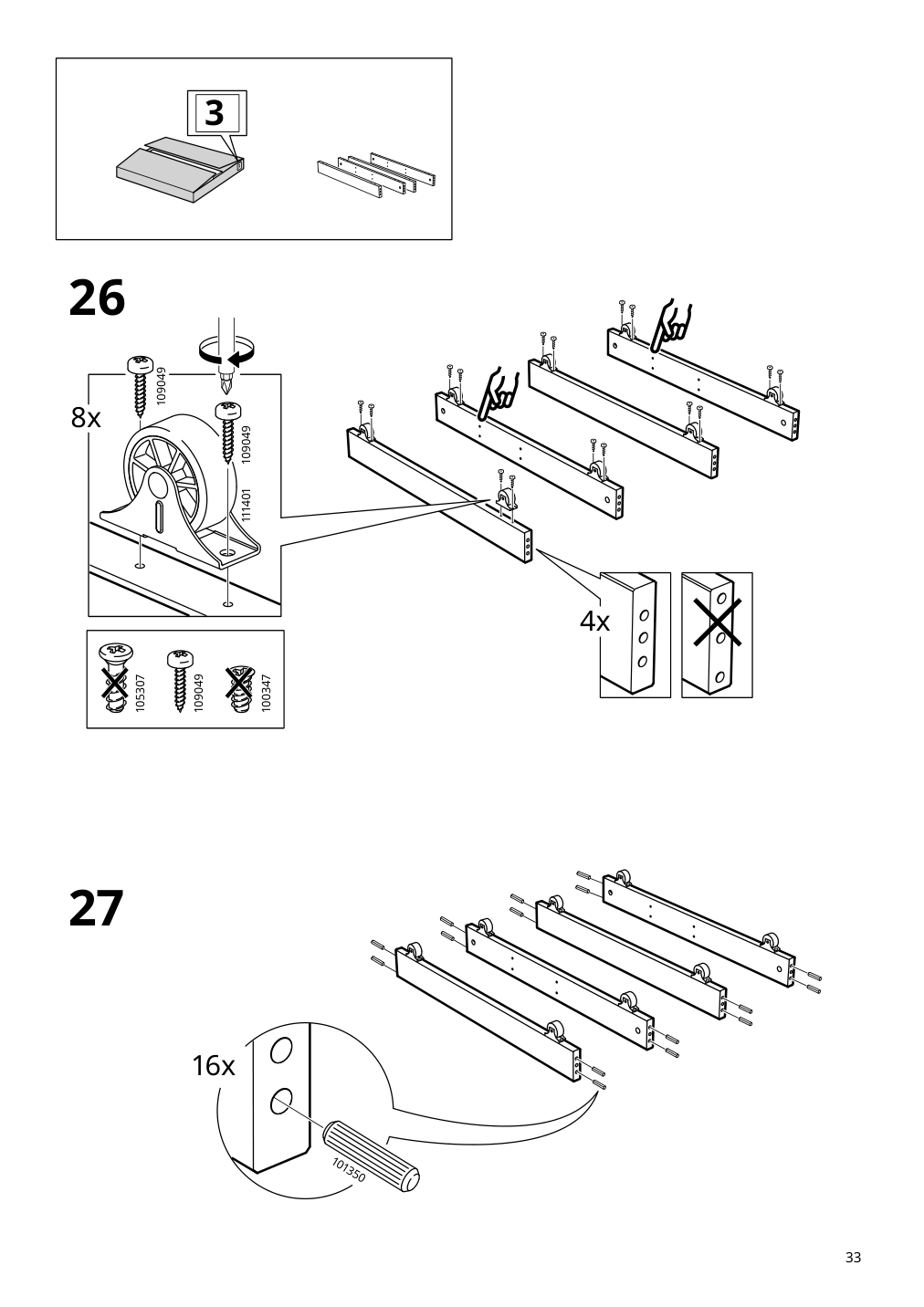 Assembly instructions for IKEA Flekke daybed frame with 2 drawers black brown | Page 33 - IKEA FLEKKE daybed with 2 drawers/2 mattresses 094.280.31