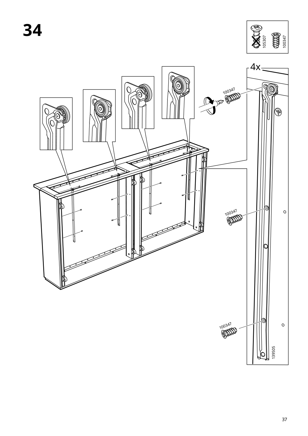 Assembly instructions for IKEA Flekke daybed frame with 2 drawers black brown | Page 37 - IKEA FLEKKE daybed with 2 drawers/2 mattresses 094.280.31