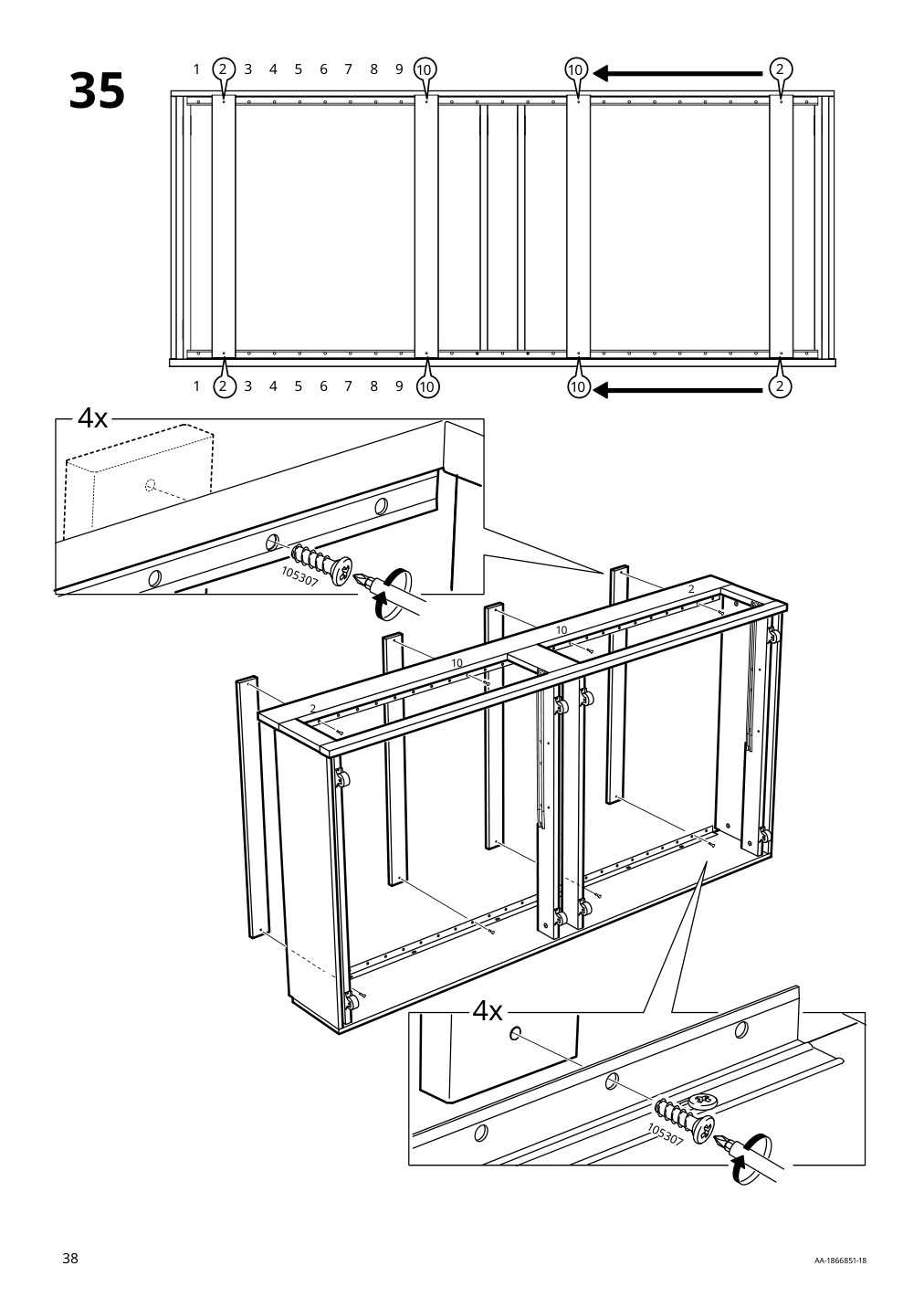 Assembly instructions for IKEA Flekke daybed frame with 2 drawers black brown | Page 38 - IKEA FLEKKE daybed with 2 drawers/2 mattresses 094.280.31