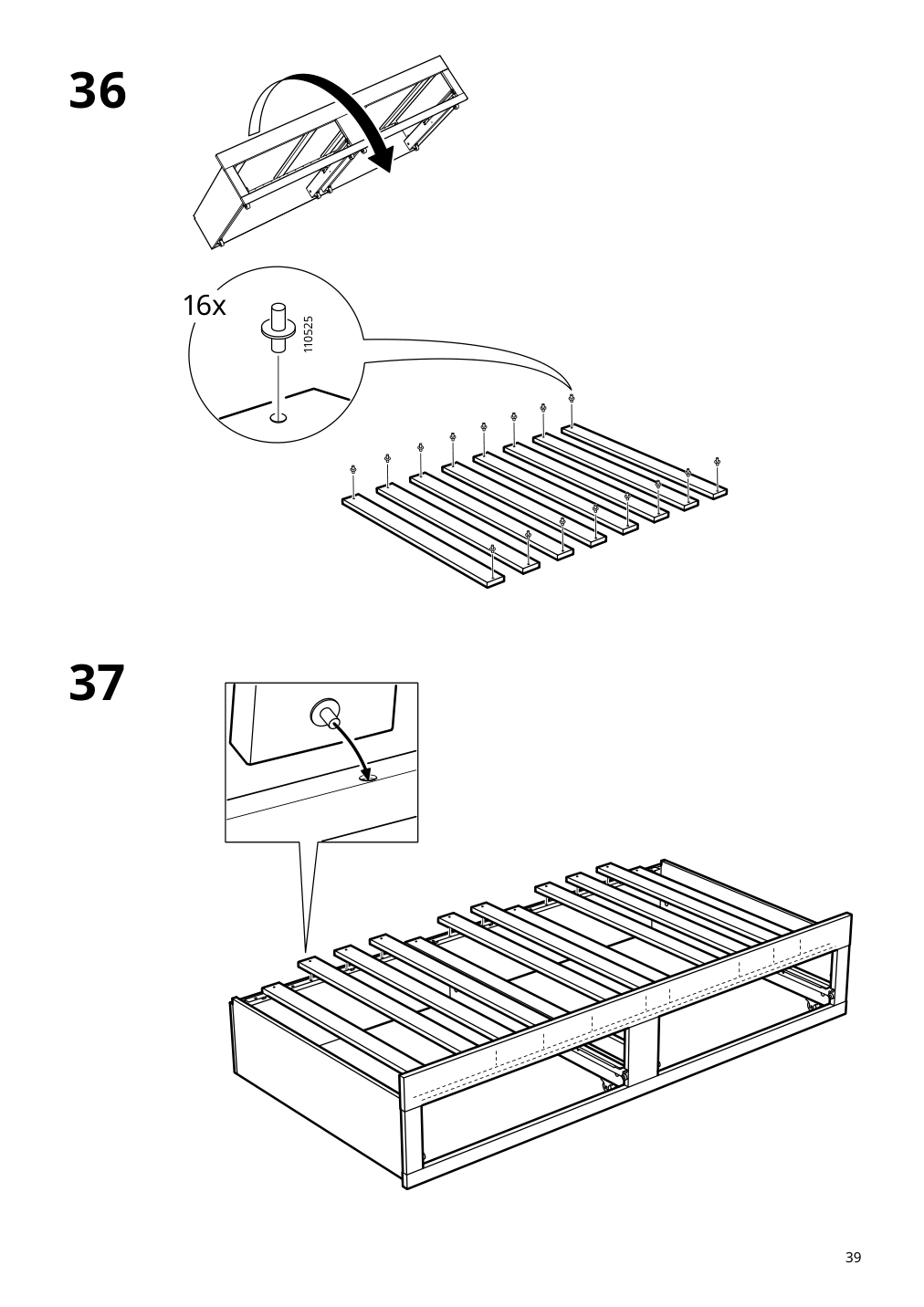 Assembly instructions for IKEA Flekke daybed frame with 2 drawers black brown | Page 39 - IKEA FLEKKE daybed with 2 drawers/2 mattresses 094.280.31