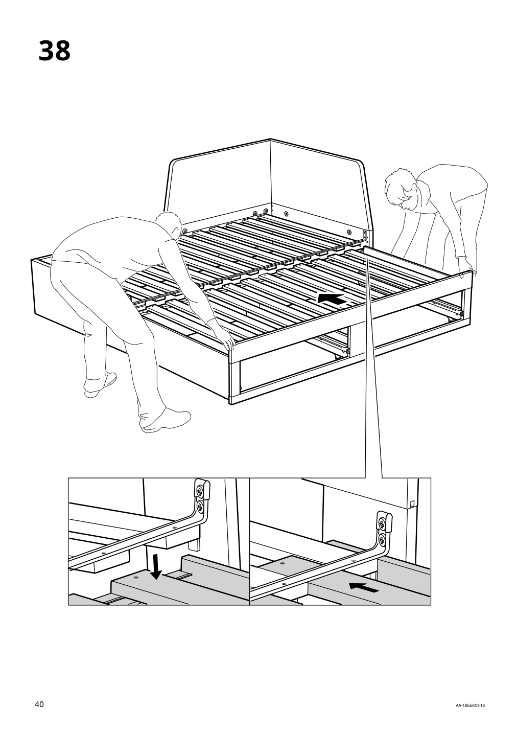 Assembly instructions for IKEA Flekke daybed frame with 2 drawers black brown | Page 40 - IKEA FLEKKE daybed with 2 drawers/2 mattresses 094.280.31