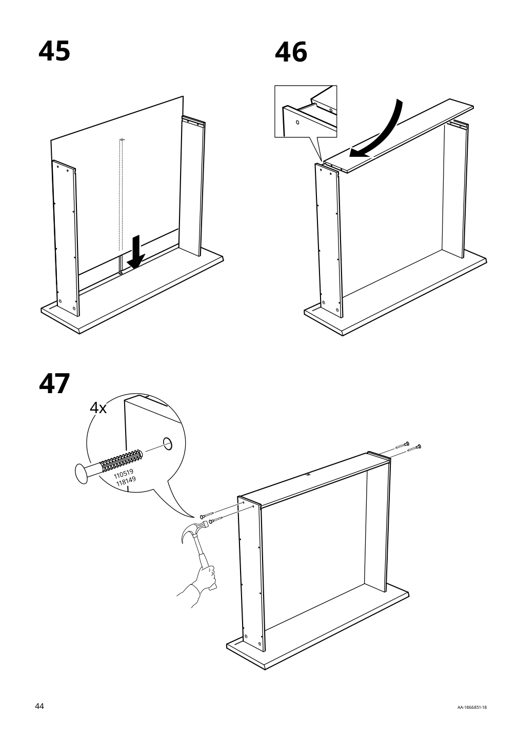 Assembly instructions for IKEA Flekke daybed frame with 2 drawers black brown | Page 44 - IKEA FLEKKE daybed with 2 drawers/2 mattresses 094.280.31