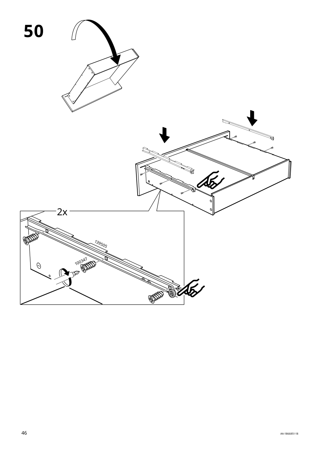 Assembly instructions for IKEA Flekke daybed frame with 2 drawers black brown | Page 46 - IKEA FLEKKE daybed with 2 drawers/2 mattresses 094.280.31