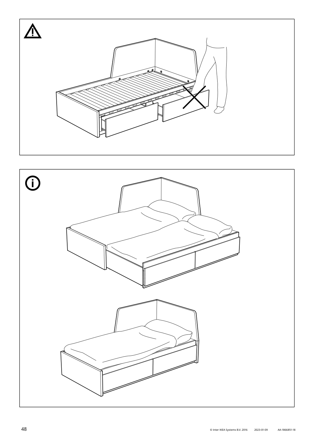 Assembly instructions for IKEA Flekke daybed frame with 2 drawers black brown | Page 48 - IKEA FLEKKE daybed with 2 drawers/2 mattresses 094.280.31