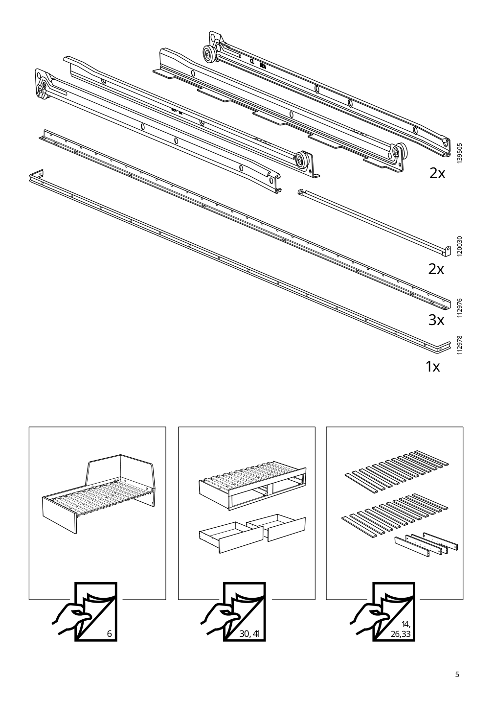 Assembly instructions for IKEA Flekke daybed frame with 2 drawers black brown | Page 5 - IKEA FLEKKE daybed with 2 drawers/2 mattresses 094.280.31