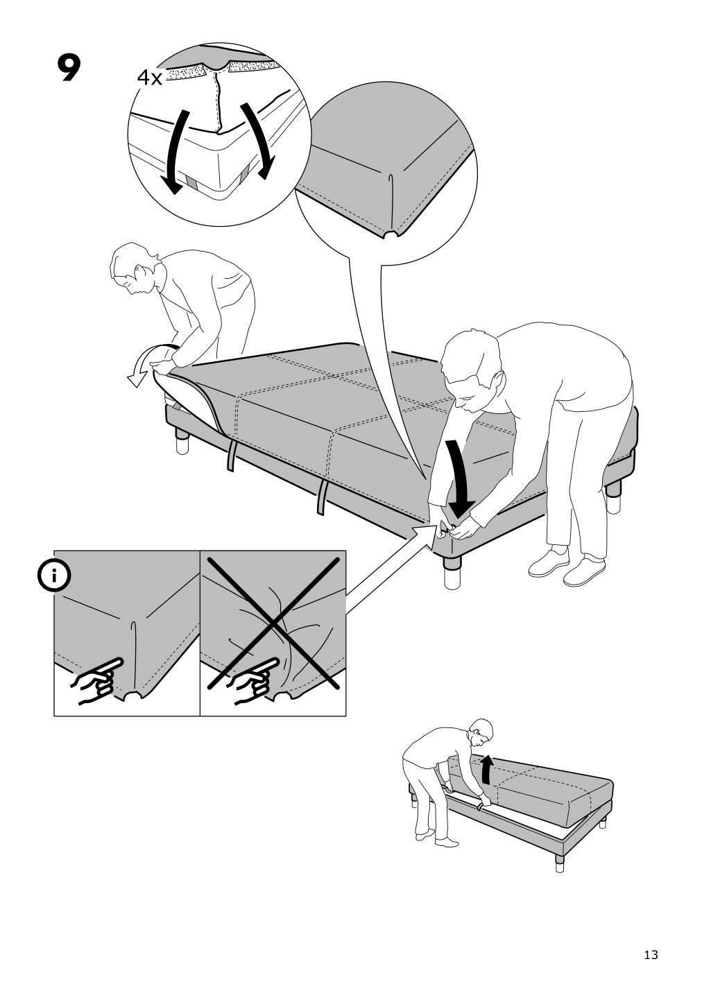 Assembly instructions for IKEA Flottebo cover sleeper sofa vissle purple | Page 13 - IKEA FLOTTEBO cover sleeper sofa 504.417.27