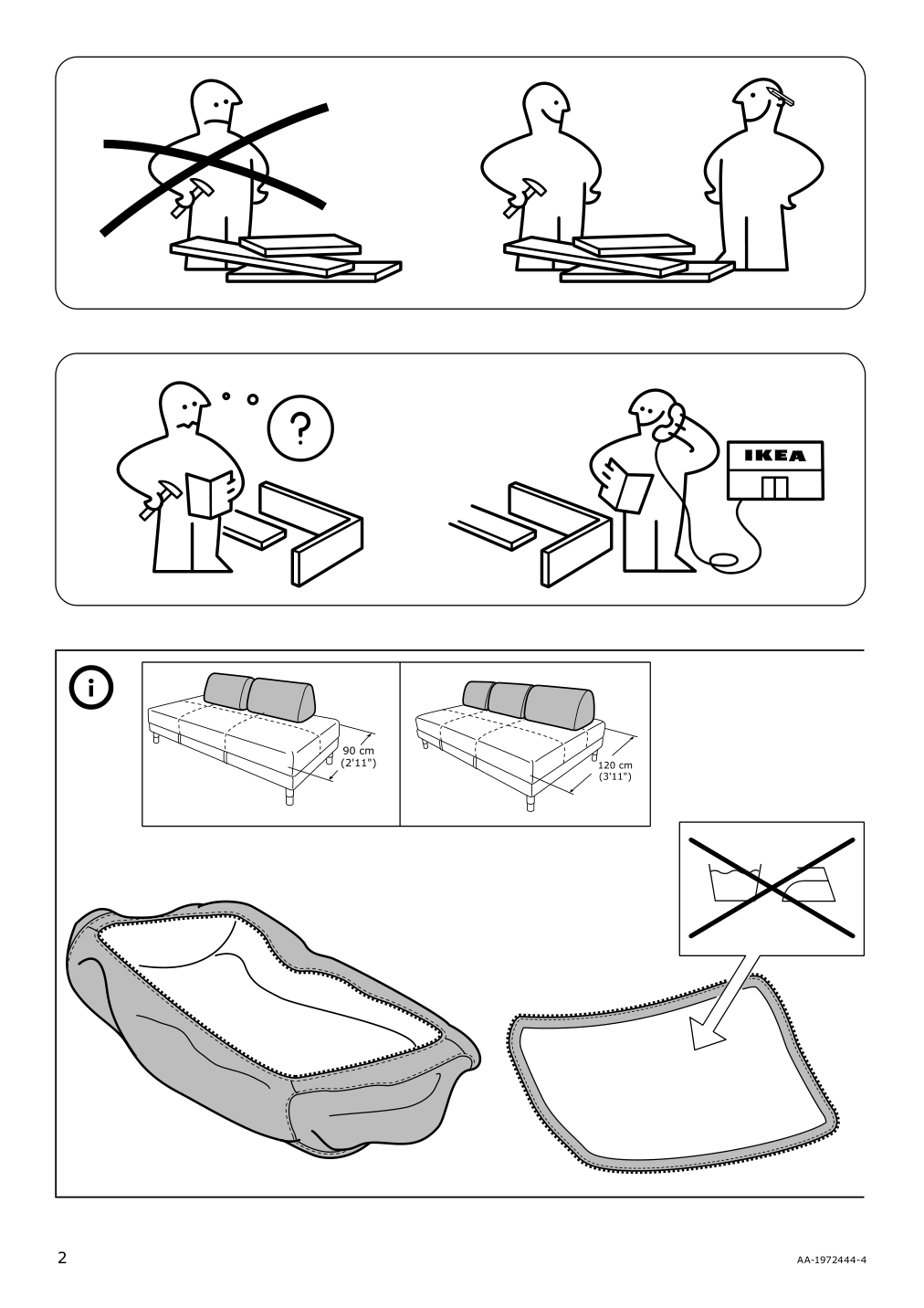 Assembly instructions for IKEA Flottebo cover sleeper sofa vissle purple | Page 2 - IKEA FLOTTEBO cover sleeper sofa 504.417.27