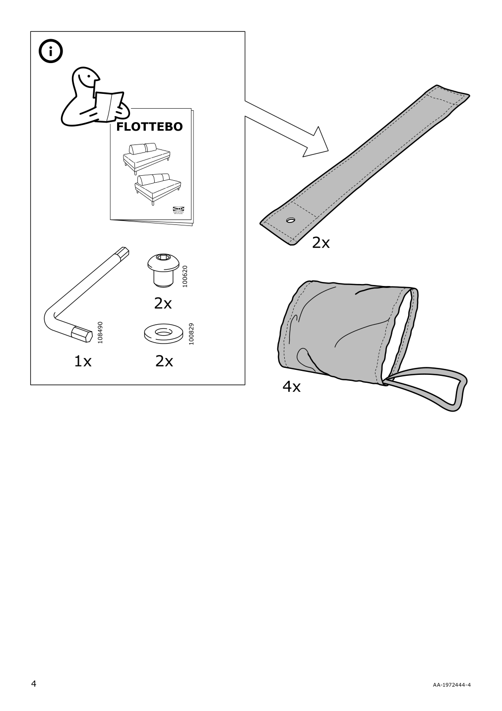 Assembly instructions for IKEA Flottebo cover sleeper sofa vissle purple | Page 4 - IKEA FLOTTEBO cover sleeper sofa 504.417.27