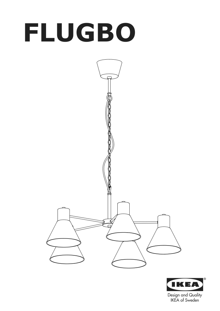 Assembly instructions for IKEA Flugbo chandelier 5 arm brass color glass | Page 1 - IKEA FLUGBO chandelier, 5-arm 004.634.39