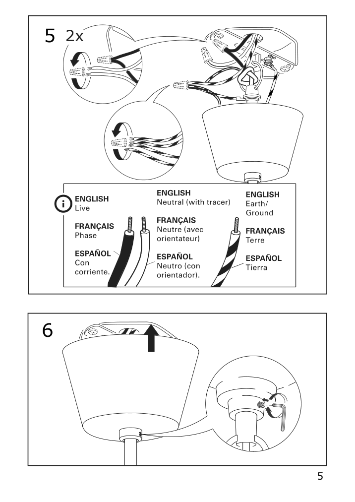 Assembly instructions for IKEA Flugbo chandelier 5 arm brass color glass | Page 5 - IKEA FLUGBO chandelier, 5-arm 004.634.39