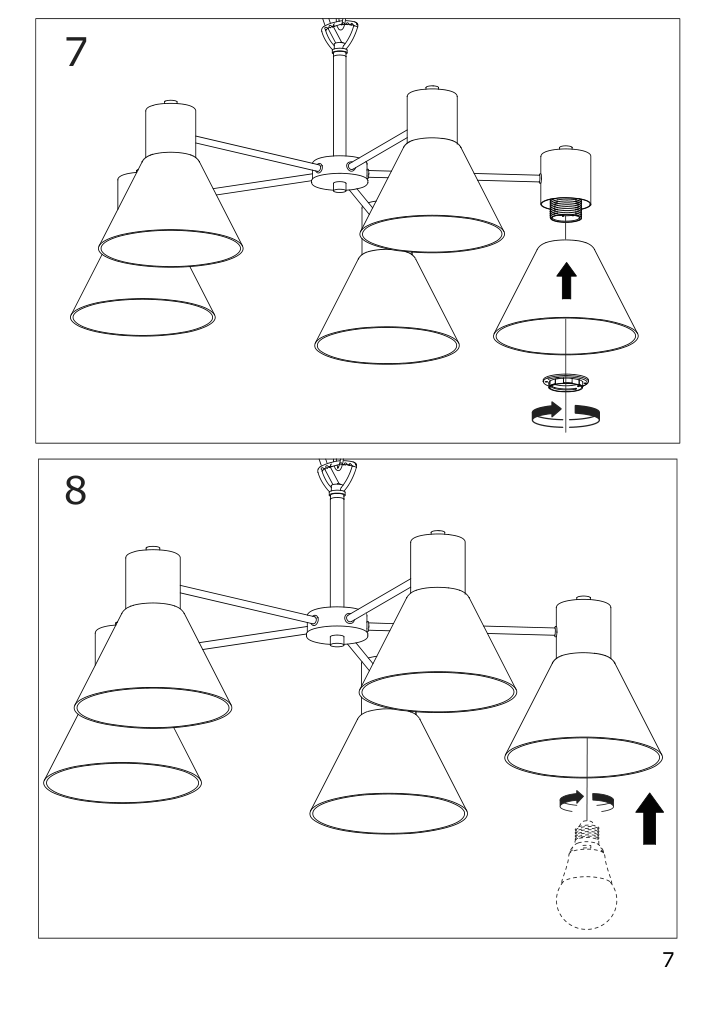 Assembly instructions for IKEA Flugbo chandelier 5 arm brass color glass | Page 7 - IKEA FLUGBO chandelier, 5-arm 004.634.39