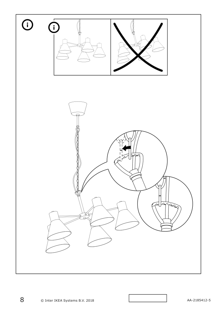 Assembly instructions for IKEA Flugbo chandelier 5 arm brass color glass | Page 8 - IKEA FLUGBO chandelier, 5-arm 004.634.39