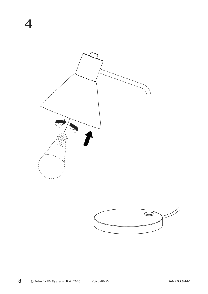 Assembly instructions for IKEA Flugbo table lamp nickel plated glass | Page 8 - IKEA FLUGBO table lamp 005.139.72