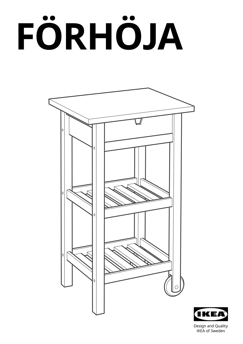 Assembly instructions for IKEA Foerhoeja kitchen cart birch white | Page 1 - IKEA FÖRHÖJA kitchen cart 605.278.67