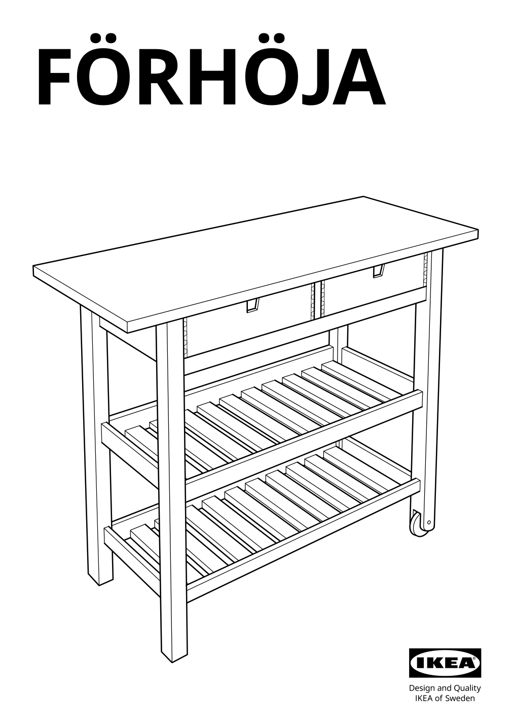 Assembly instructions for IKEA Foerhoeja kitchen cart birch gray | Page 1 - IKEA FÖRHÖJA kitchen cart 504.867.25