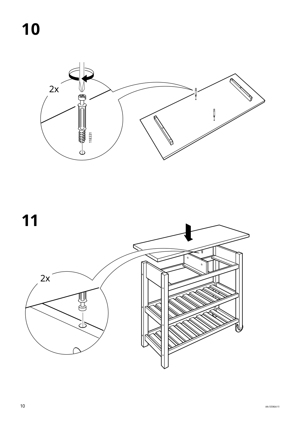 Assembly instructions for IKEA Foerhoeja kitchen cart birch gray | Page 10 - IKEA FÖRHÖJA kitchen cart 504.867.25