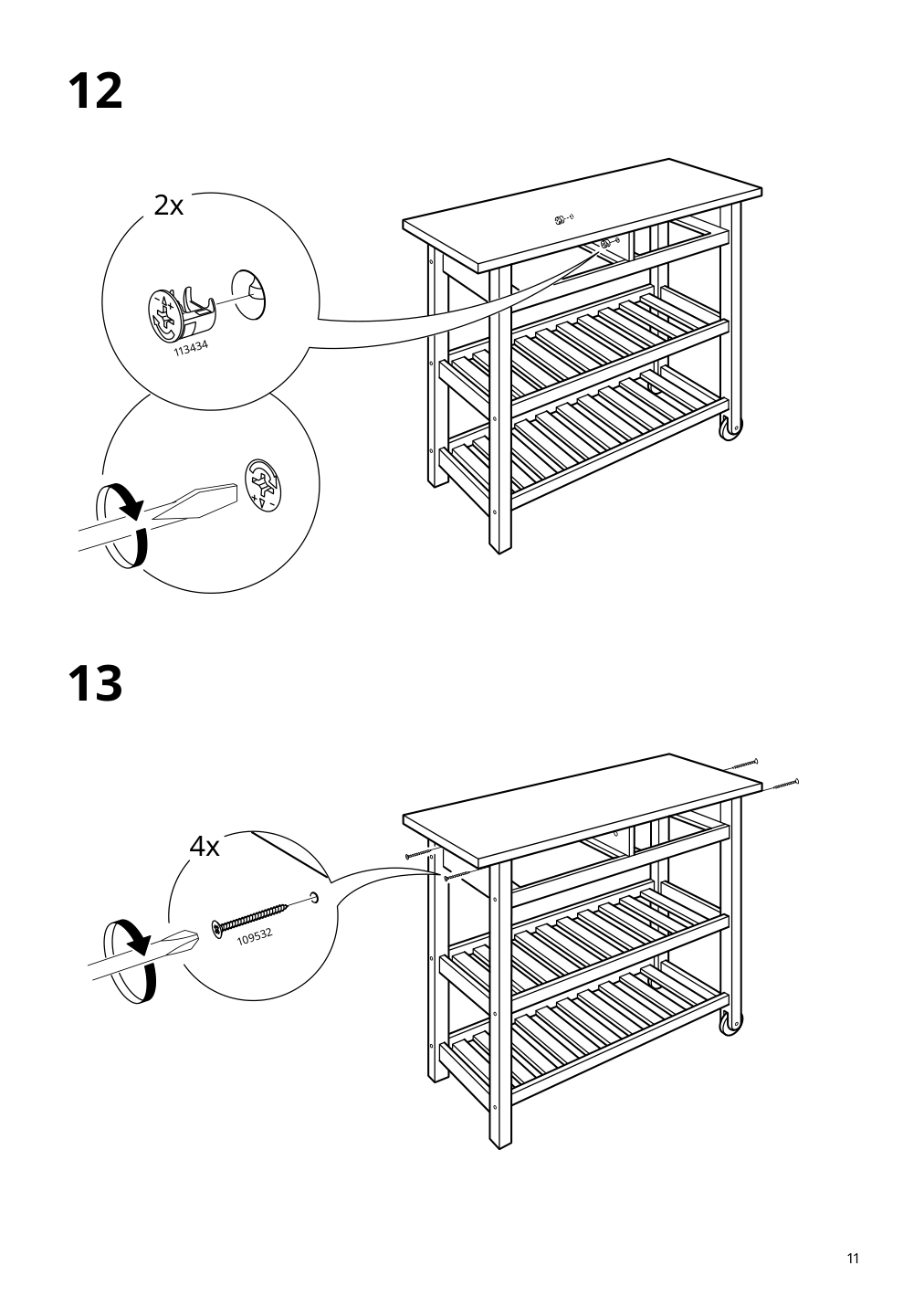 Assembly instructions for IKEA Foerhoeja kitchen cart birch gray | Page 11 - IKEA FÖRHÖJA kitchen cart 504.867.25