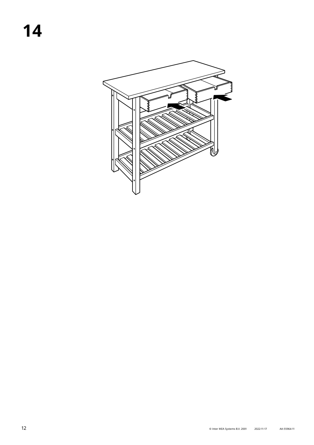 Assembly instructions for IKEA Foerhoeja kitchen cart birch gray | Page 12 - IKEA FÖRHÖJA kitchen cart 504.867.25