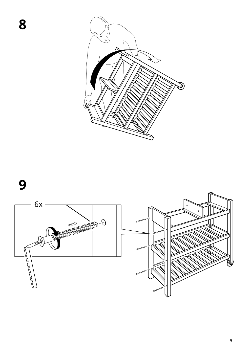 Assembly instructions for IKEA Foerhoeja kitchen cart birch gray | Page 9 - IKEA FÖRHÖJA kitchen cart 504.867.25