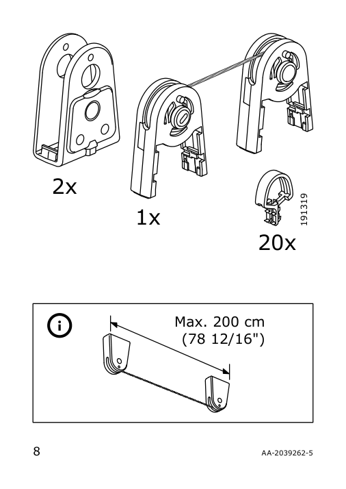 Assembly instructions for IKEA Foersynt curtain wire white | Page 8 - IKEA FÖRSYNT curtain wire 503.533.20