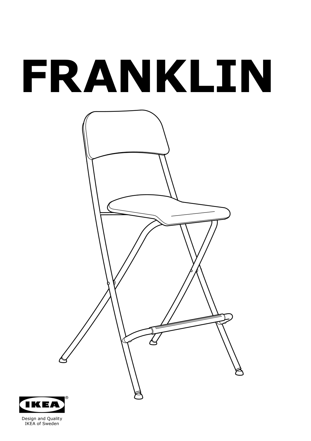 Assembly instructions for IKEA Franklin bar stool with backrest foldable black black | Page 1 - IKEA FRANKLIN bar stool with backrest, foldable 504.064.65