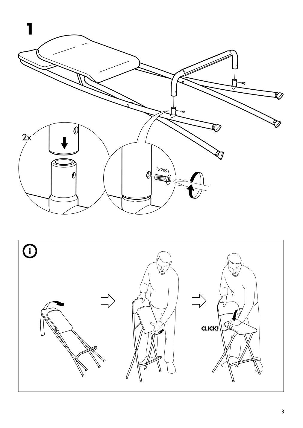 Assembly instructions for IKEA Franklin bar stool with backrest foldable black black | Page 3 - IKEA NORBERG / FRANKLIN table and 2 chairs 494.808.47