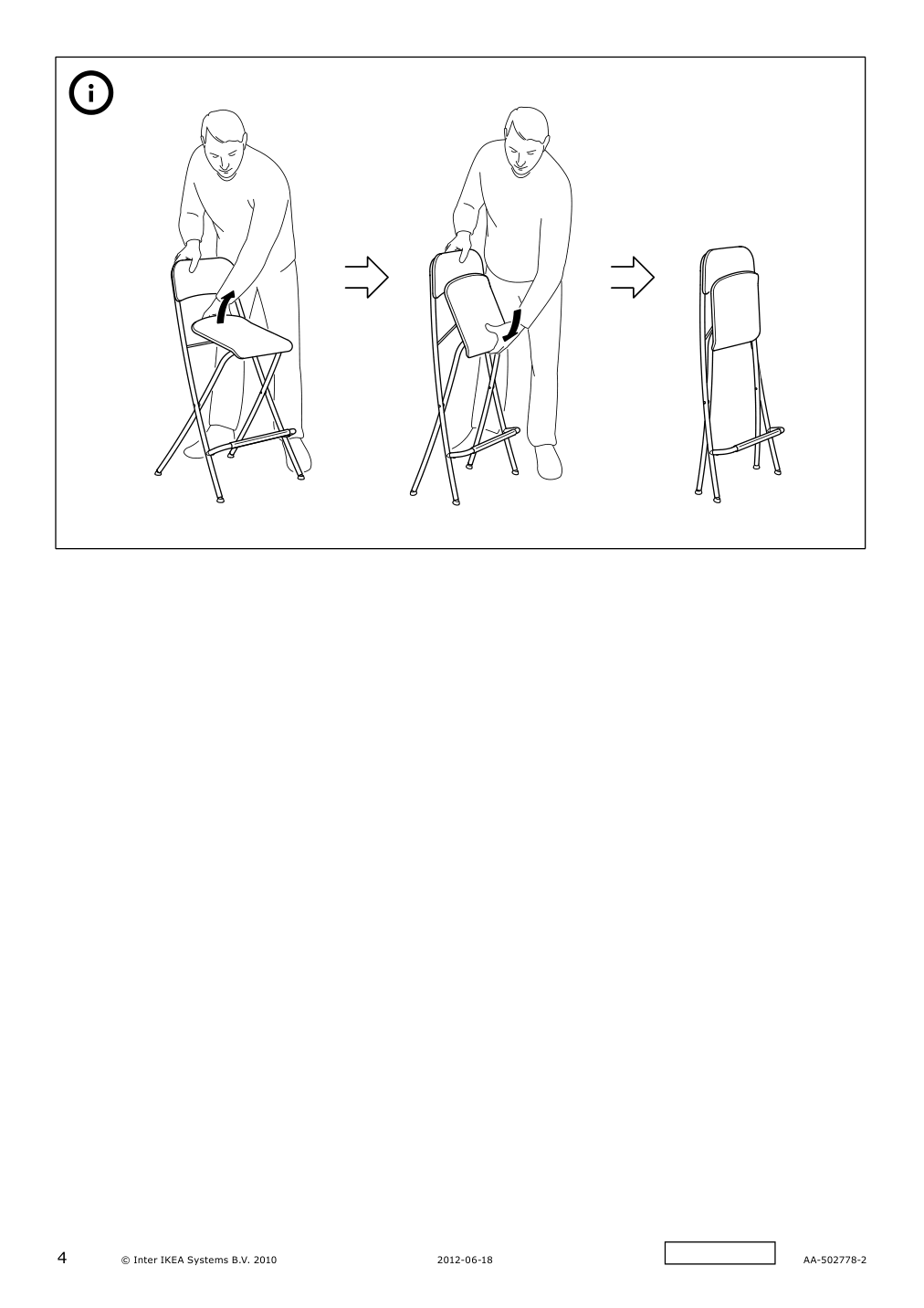 Assembly instructions for IKEA Franklin bar stool with backrest foldable white white | Page 4 - IKEA NORBERG / FRANKLIN table and 2 chairs 694.816.95