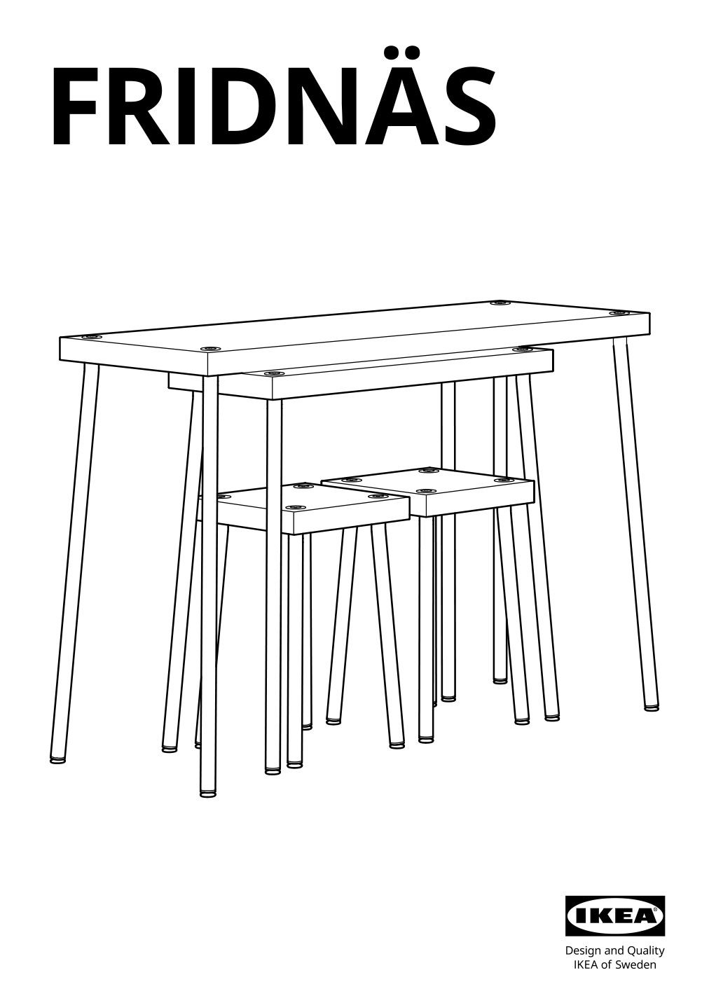 Assembly instructions for IKEA Fridnaes nesting tables with stools set of 4 black birch effect | Page 1 - IKEA FRIDNÄS nesting tables with stools set of 4 705.042.76