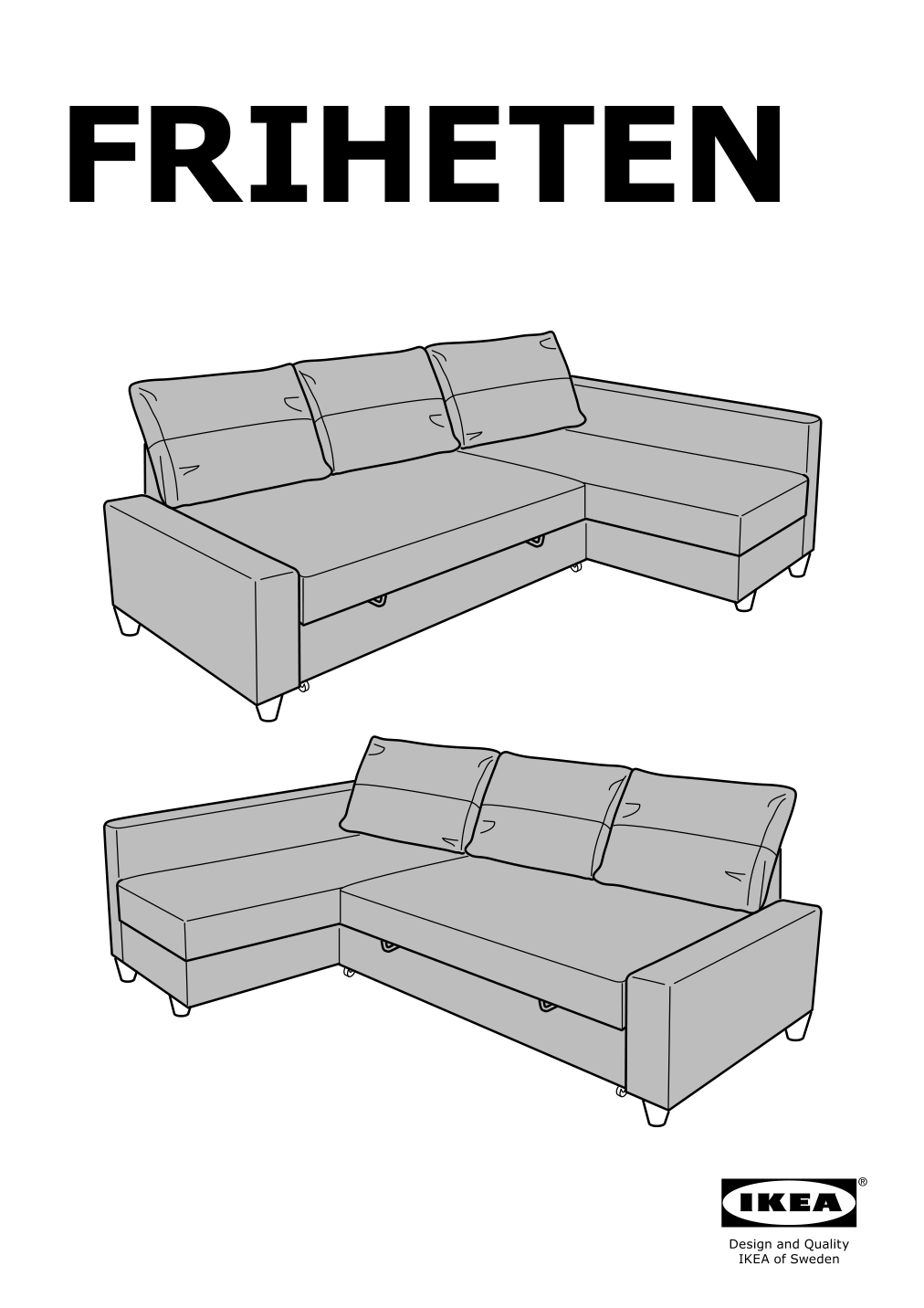 Assembly instructions for IKEA Friheten chaise for sleeper sectional bomstad black | Page 1 - IKEA FRIHETEN sleeper sectional,3 seat w/storage 692.168.18