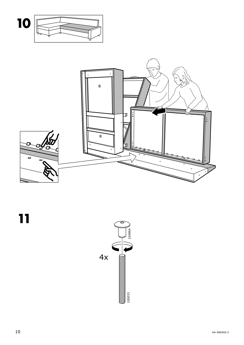 Assembly instructions for IKEA Friheten chaise for sleeper sectional bomstad black | Page 10 - IKEA FRIHETEN sleeper sectional,3 seat w/storage 692.168.18