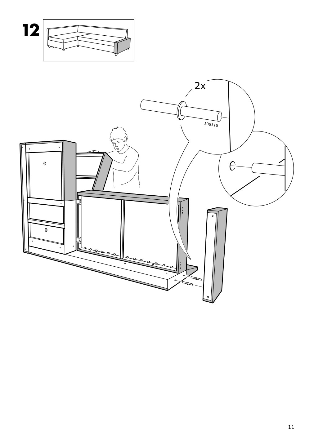 Assembly instructions for IKEA Friheten chaise for sleeper sectional bomstad black | Page 11 - IKEA FRIHETEN sleeper sectional,3 seat w/storage 692.168.18