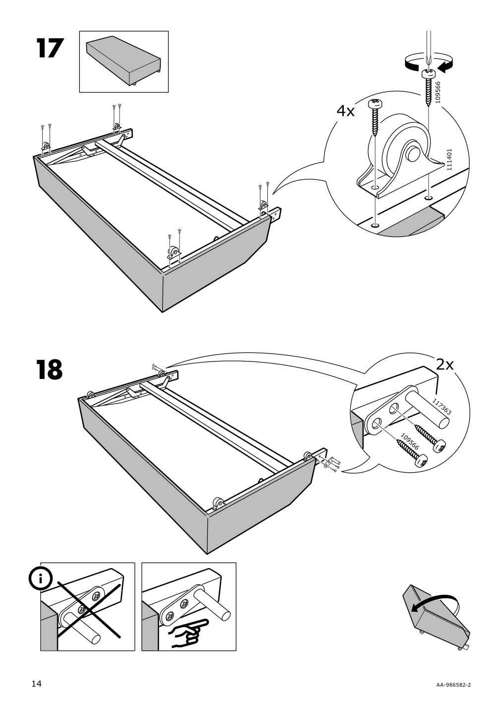 Assembly instructions for IKEA Friheten chaise for sleeper sectional bomstad black | Page 14 - IKEA FRIHETEN sleeper sectional,3 seat w/storage 692.168.18