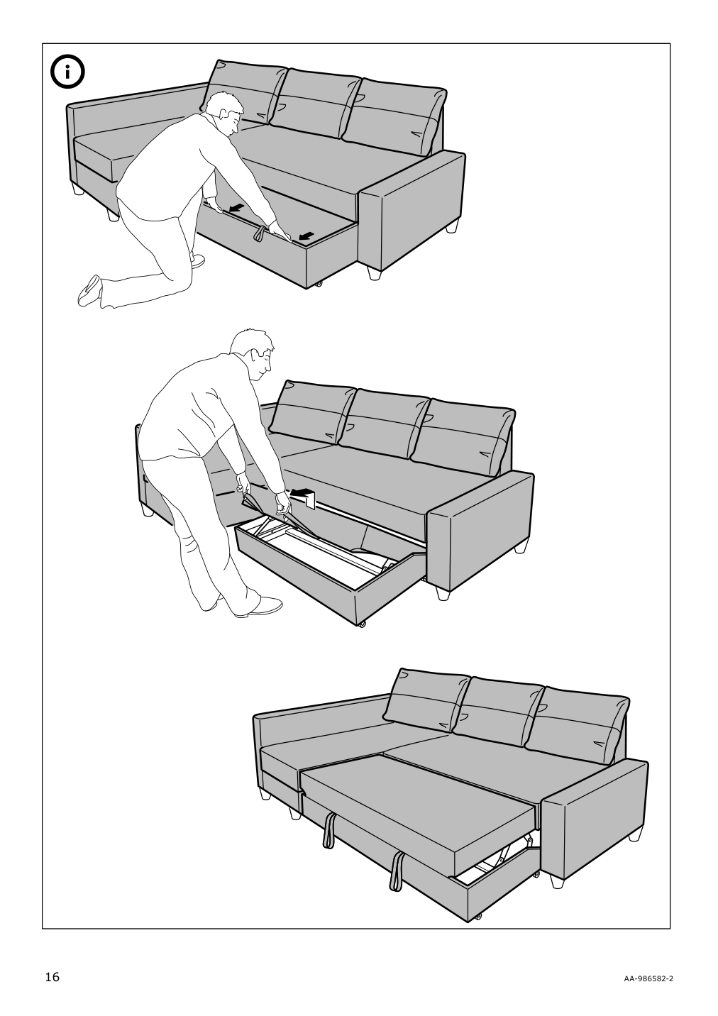 Assembly instructions for IKEA Friheten chaise for sleeper sectional bomstad black | Page 16 - IKEA FRIHETEN sleeper sectional,3 seat w/storage 692.168.18