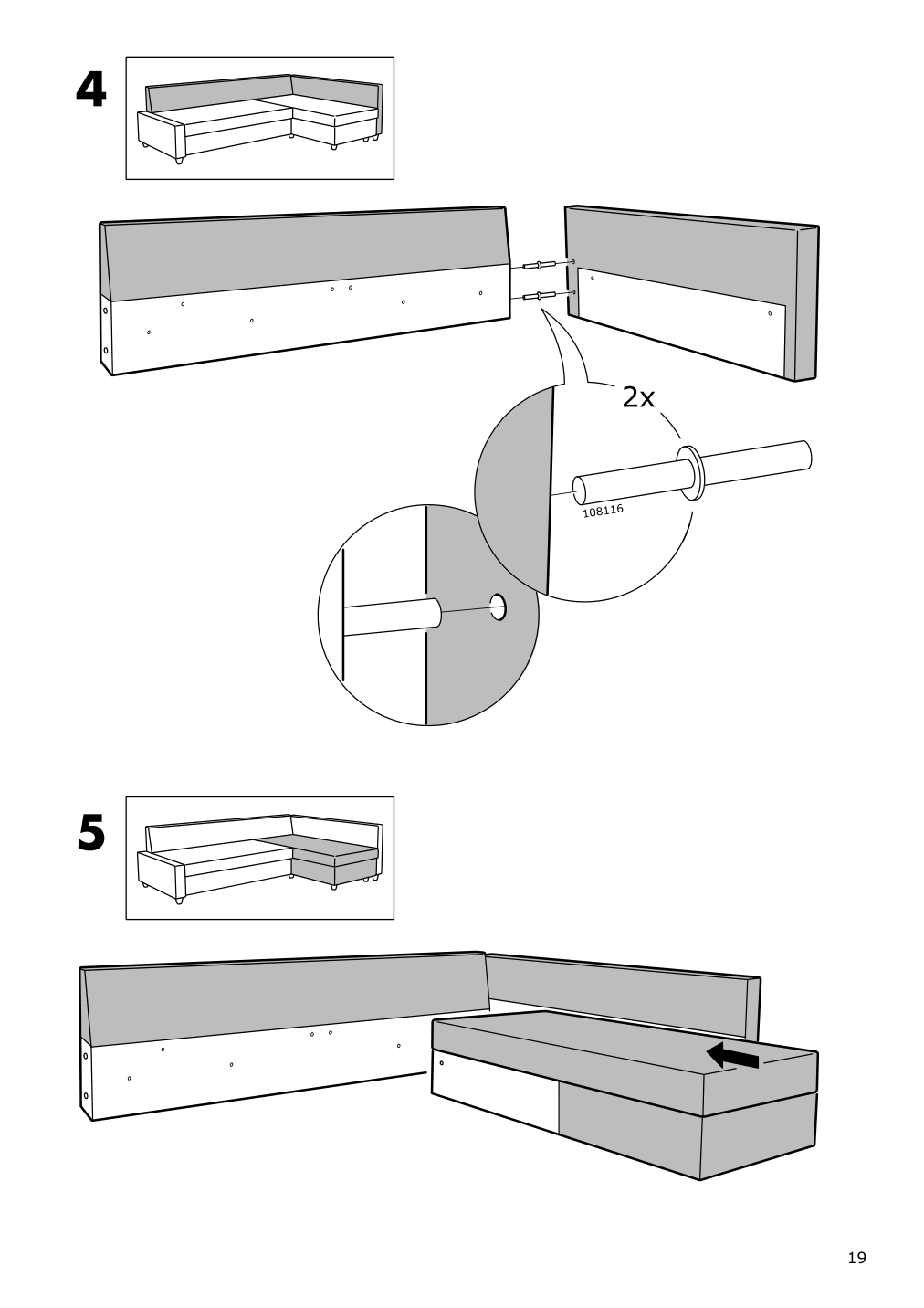 Assembly instructions for IKEA Friheten chaise for sleeper sectional bomstad black | Page 19 - IKEA FRIHETEN sleeper sectional,3 seat w/storage 692.168.18