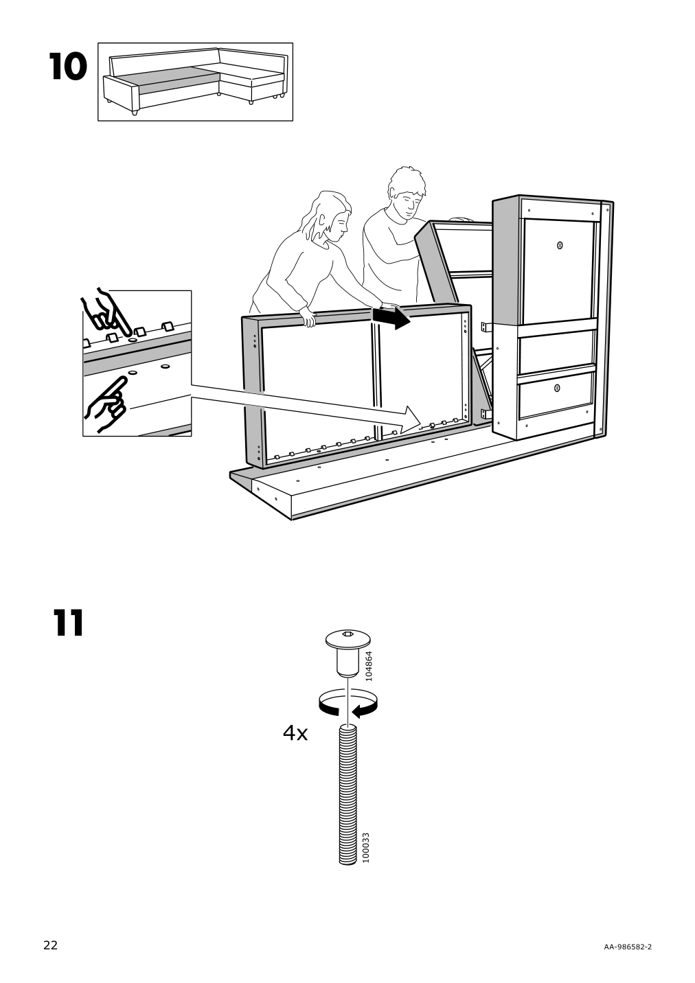 Assembly instructions for IKEA Friheten chaise for sleeper sectional bomstad black | Page 22 - IKEA FRIHETEN sleeper sectional,3 seat w/storage 692.168.18