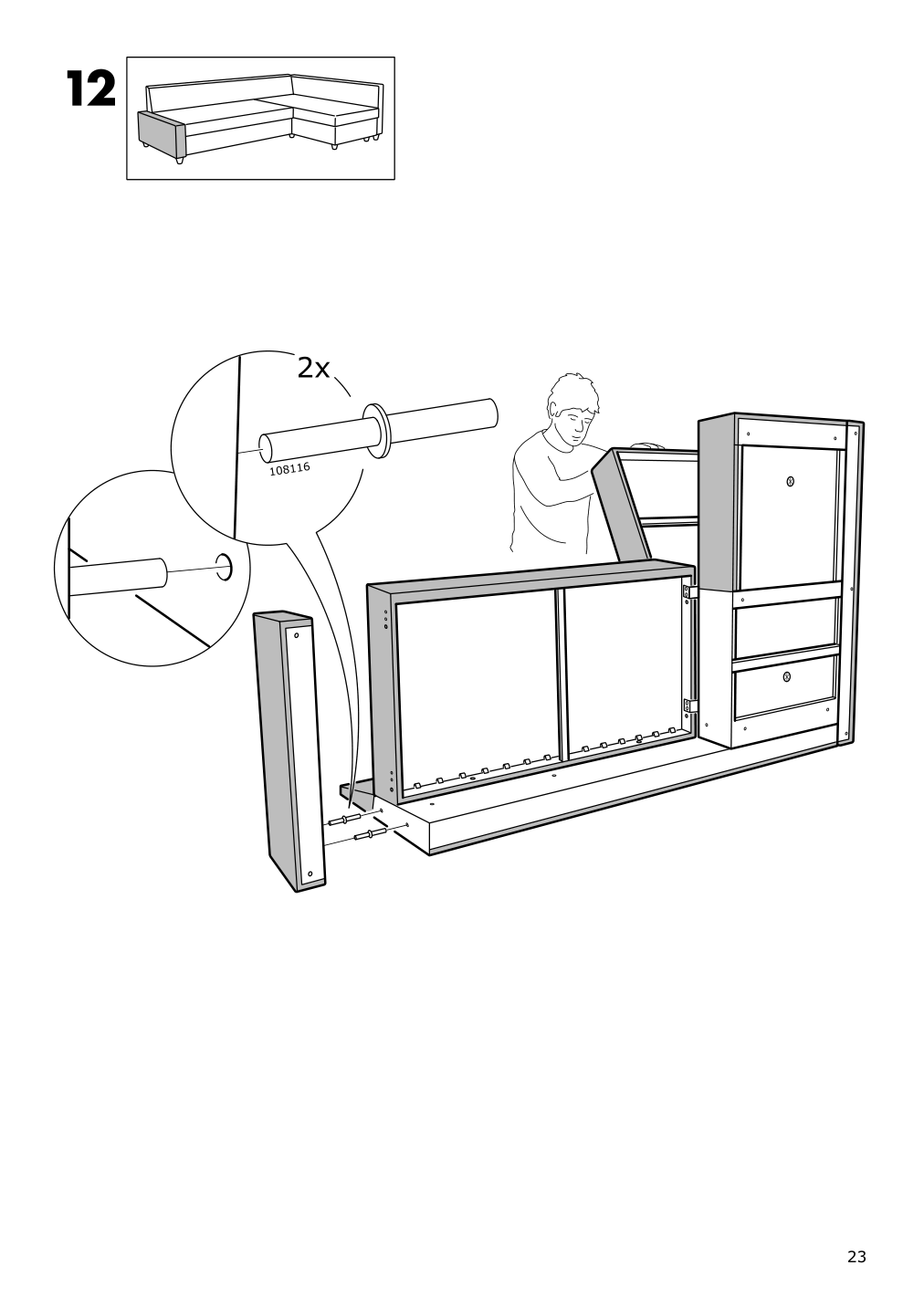 Assembly instructions for IKEA Friheten chaise for sleeper sectional bomstad black | Page 23 - IKEA FRIHETEN sleeper sectional,3 seat w/storage 692.168.18