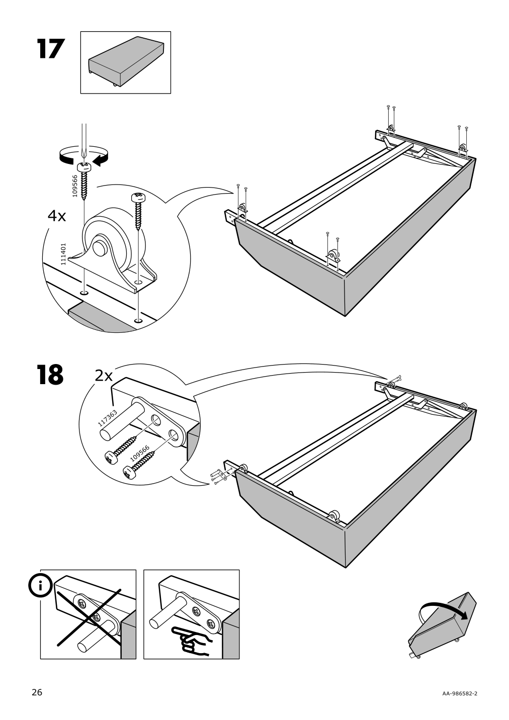 Assembly instructions for IKEA Friheten chaise for sleeper sectional bomstad black | Page 26 - IKEA FRIHETEN sleeper sectional,3 seat w/storage 692.168.18