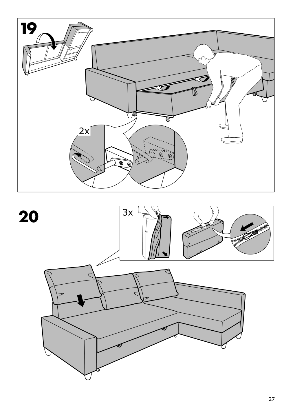 Assembly instructions for IKEA Friheten chaise for sleeper sectional bomstad black | Page 27 - IKEA FRIHETEN sleeper sectional,3 seat w/storage 692.168.18