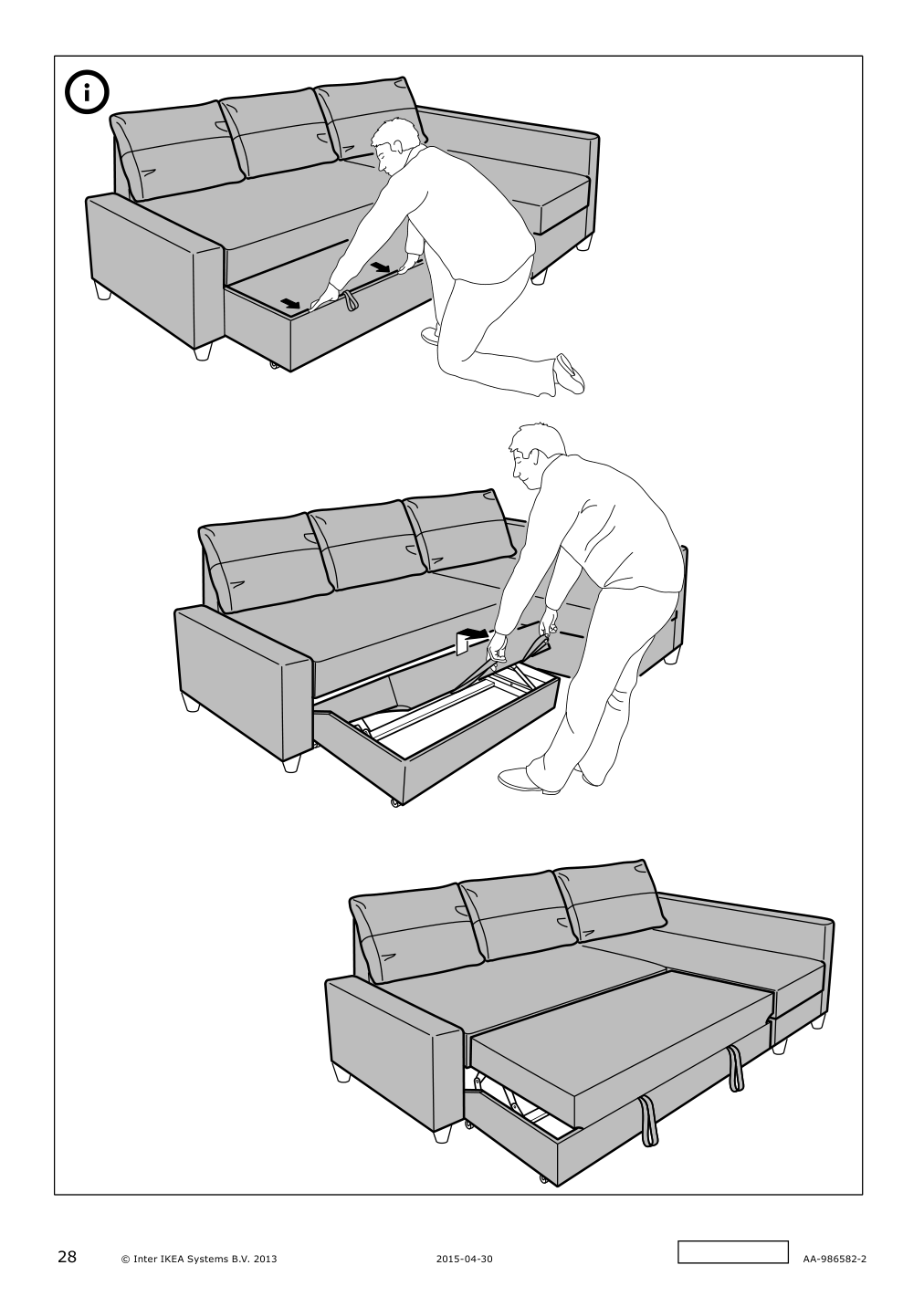 Assembly instructions for IKEA Friheten chaise for sleeper sectional bomstad black | Page 28 - IKEA FRIHETEN sleeper sectional,3 seat w/storage 692.168.18