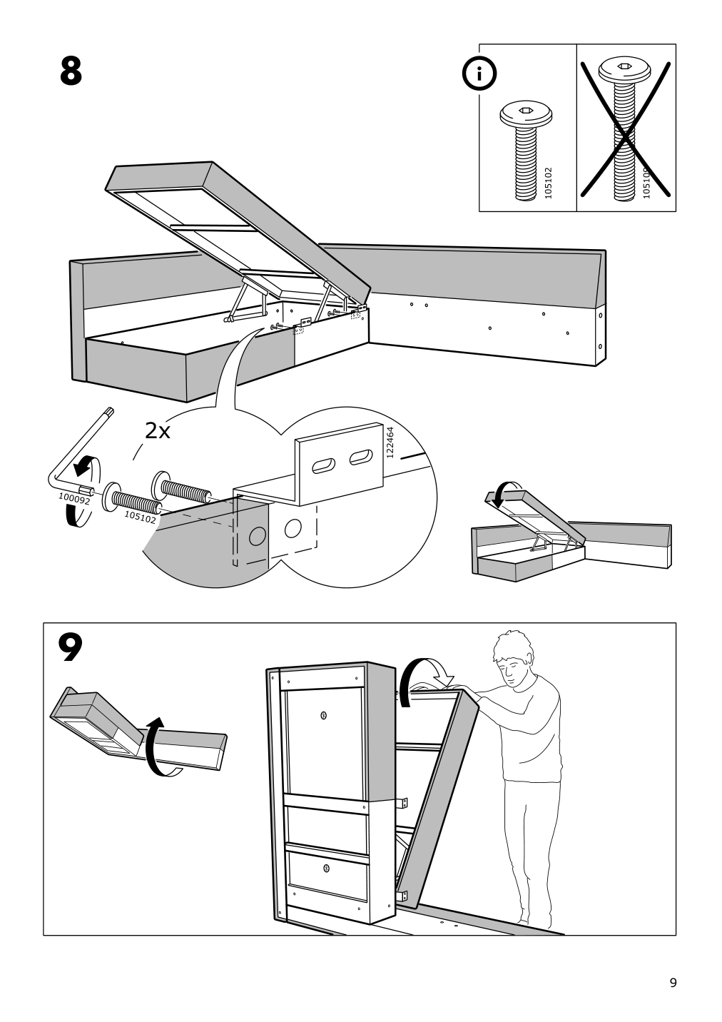 Assembly instructions for IKEA Friheten chaise for sleeper sectional bomstad black | Page 9 - IKEA FRIHETEN sleeper sectional,3 seat w/storage 692.168.18