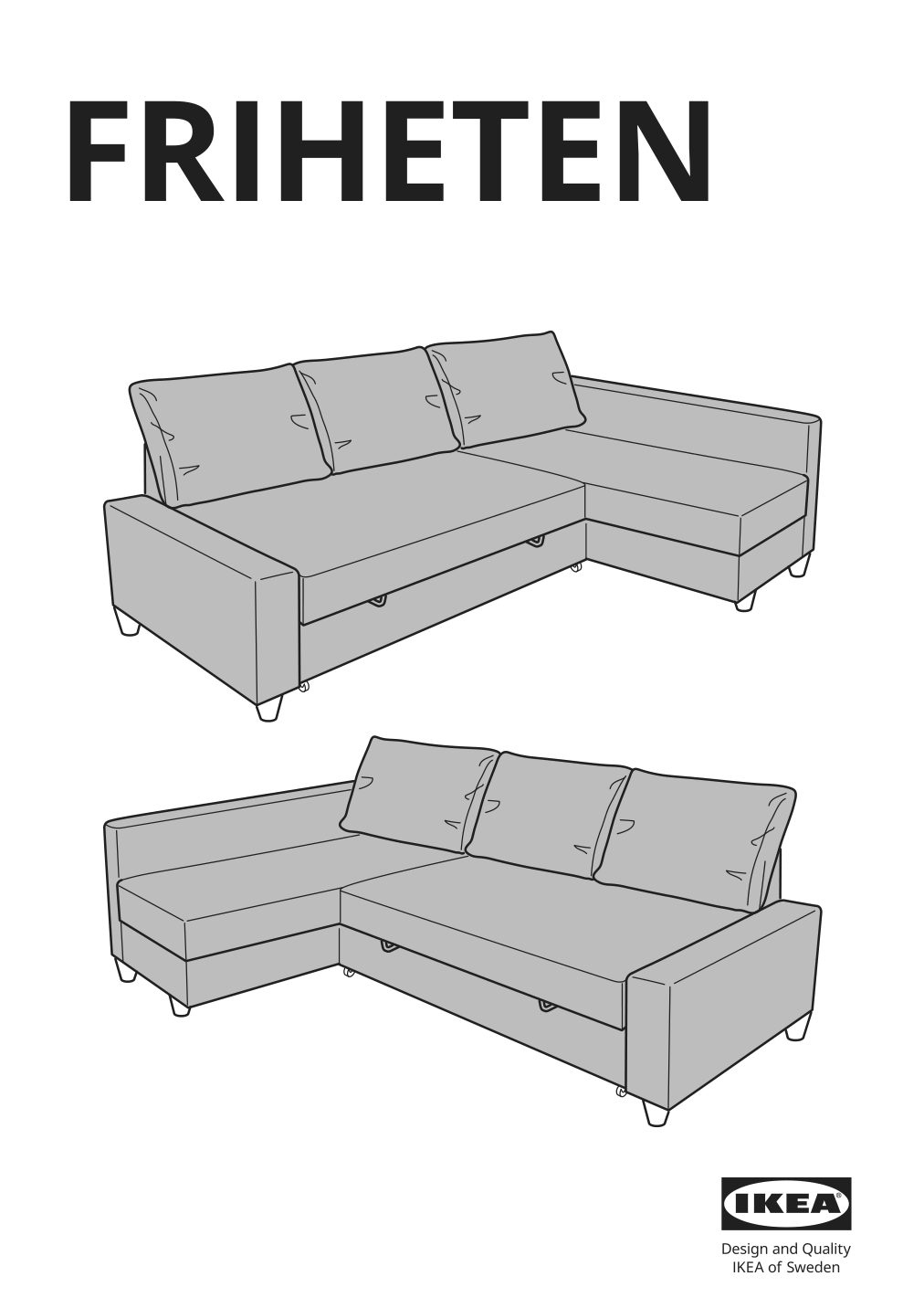 Assembly instructions for IKEA Friheten chaise for sleeper sectional hyllie beige | Page 1 - IKEA FRIHETEN sleeper sectional,3 seat w/storage 292.975.62