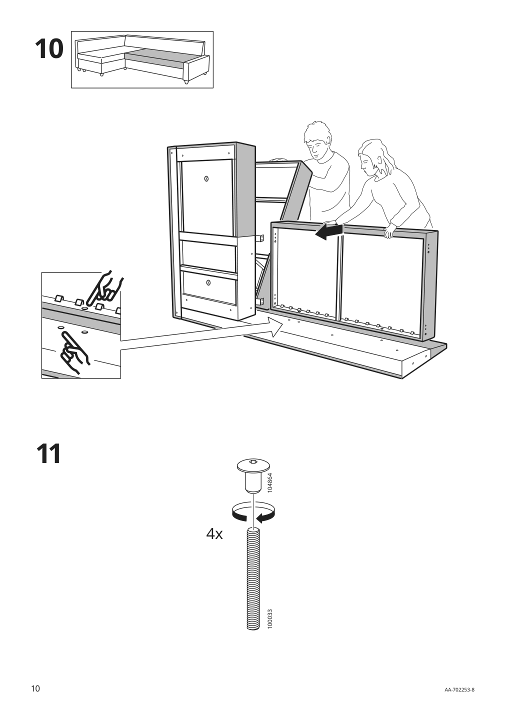 Assembly instructions for IKEA Friheten chaise for sleeper sectional hyllie beige | Page 10 - IKEA FRIHETEN sleeper sectional,3 seat w/storage 292.975.62