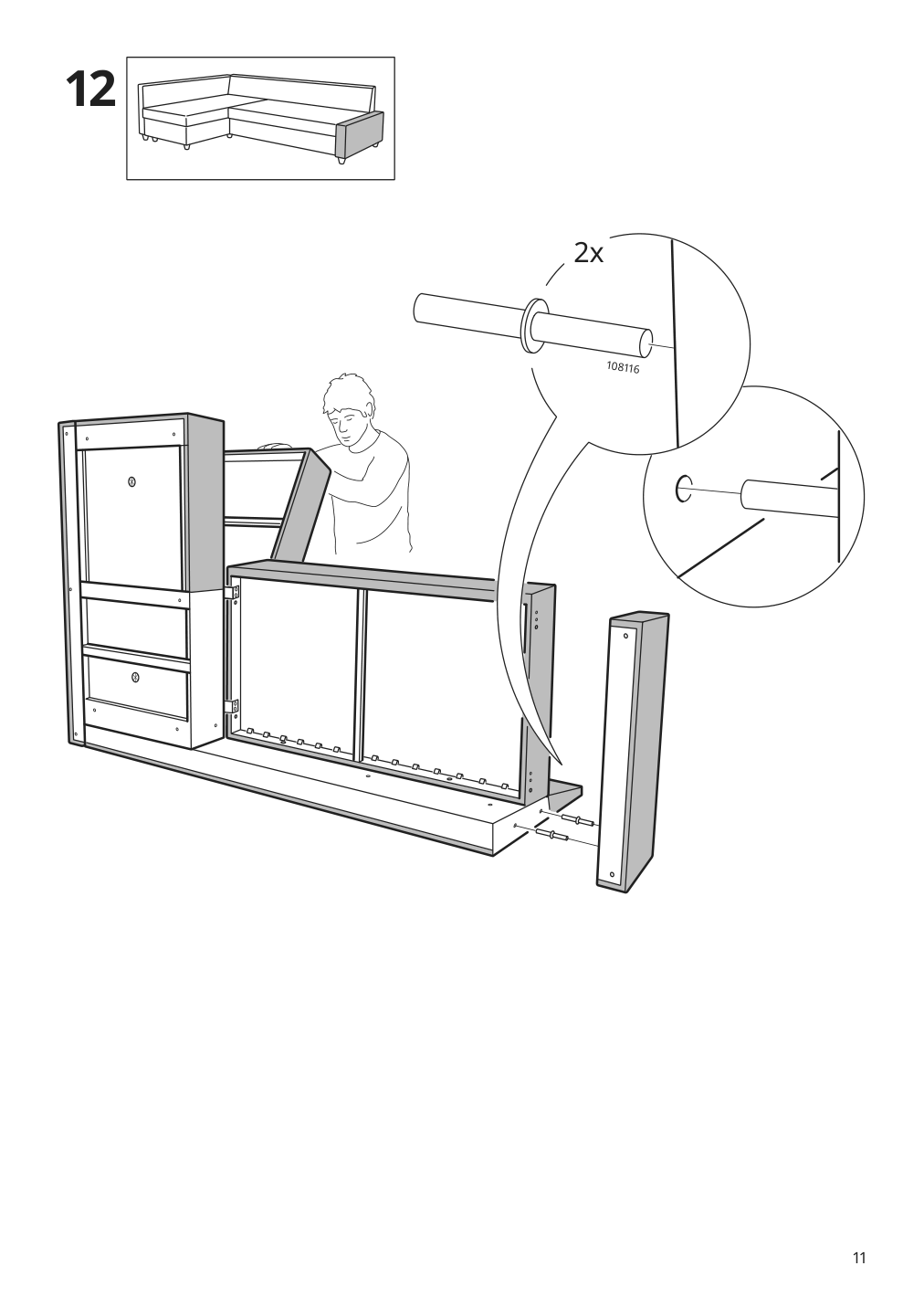 Assembly instructions for IKEA Friheten chaise for sleeper sectional hyllie beige | Page 11 - IKEA FRIHETEN sleeper sectional,3 seat w/storage 292.975.62