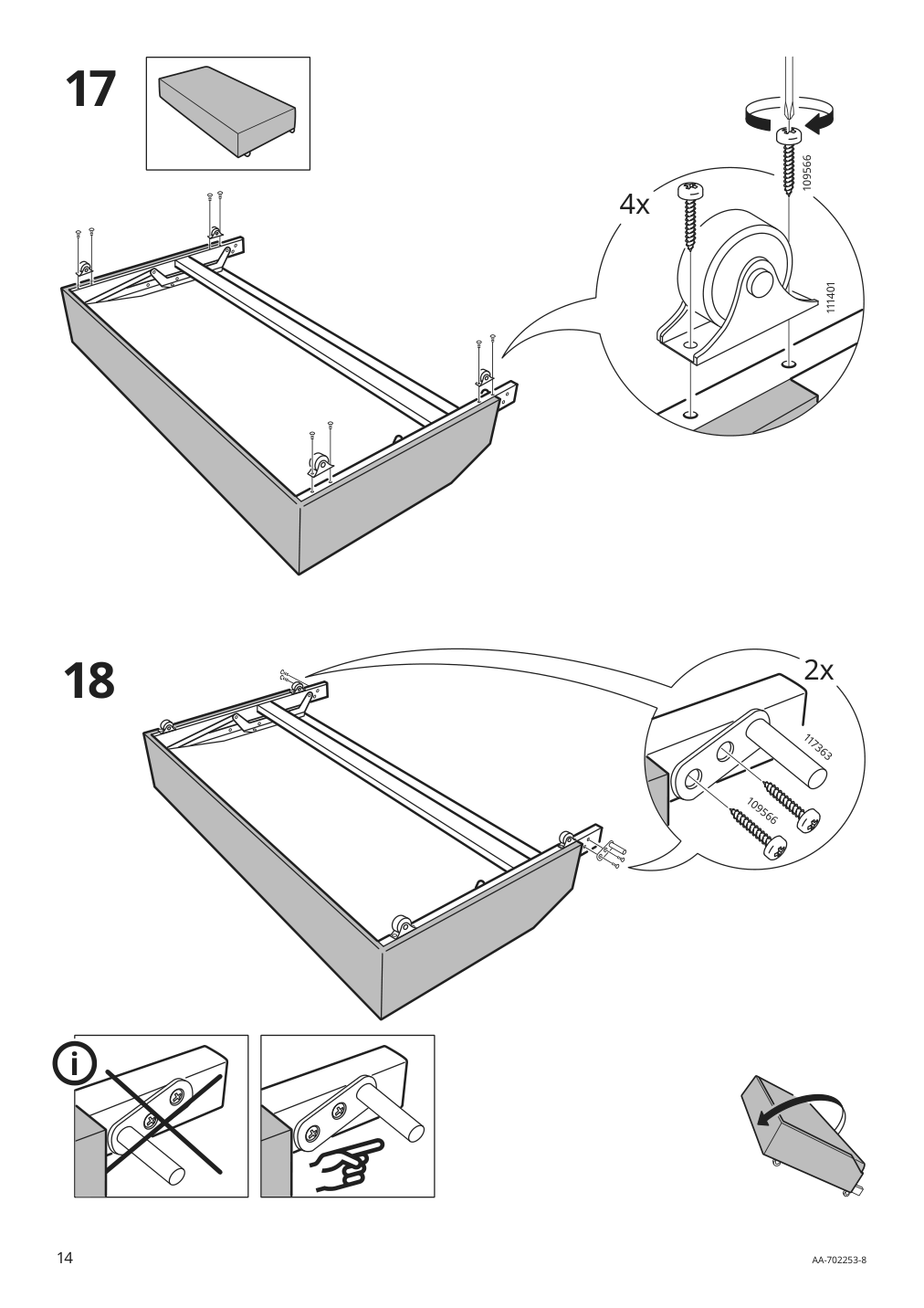 Assembly instructions for IKEA Friheten chaise for sleeper sectional hyllie beige | Page 14 - IKEA FRIHETEN sleeper sectional,3 seat w/storage 292.975.62