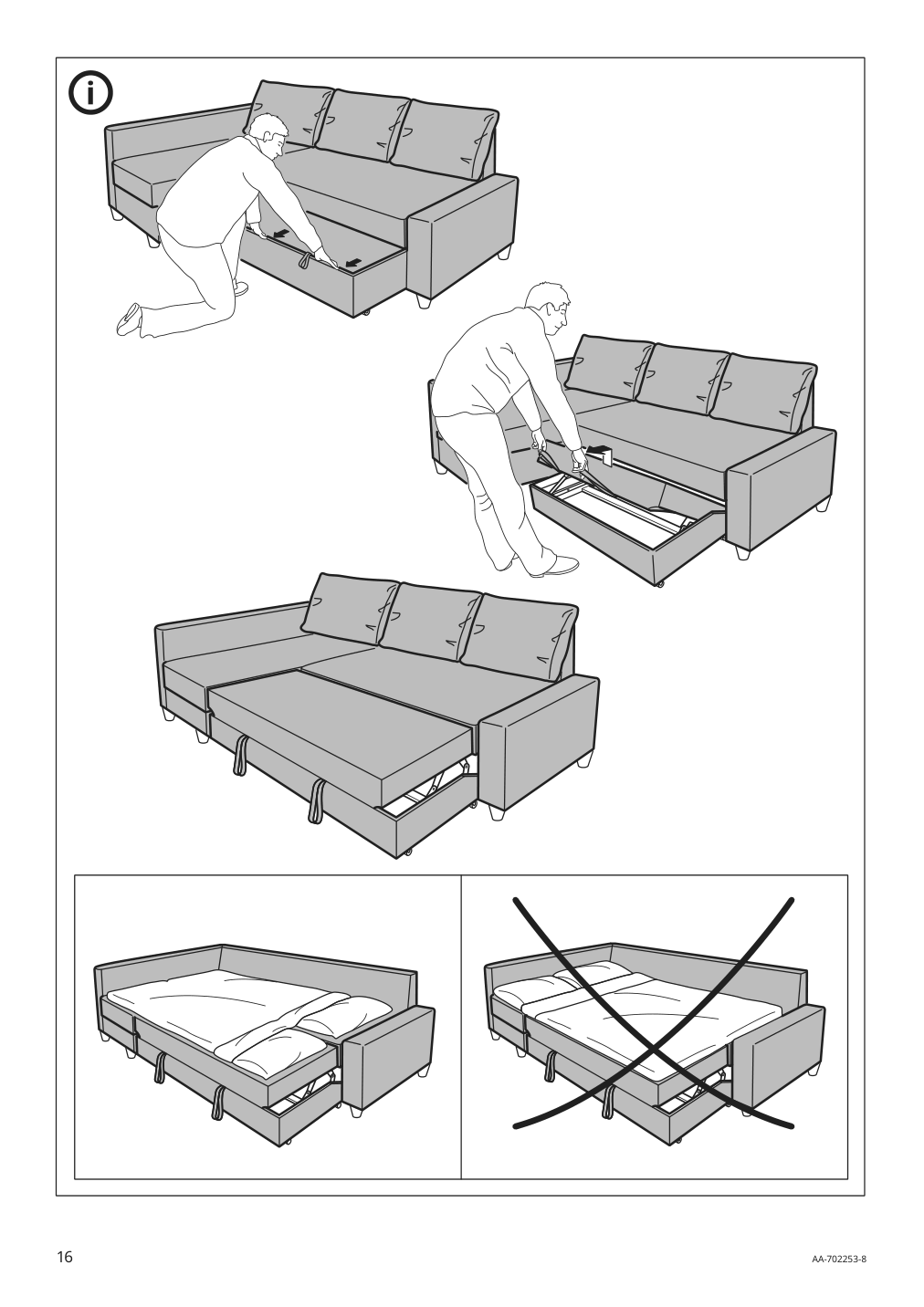 Assembly instructions for IKEA Friheten chaise for sleeper sectional hyllie beige | Page 16 - IKEA FRIHETEN sleeper sectional,3 seat w/storage 292.975.62