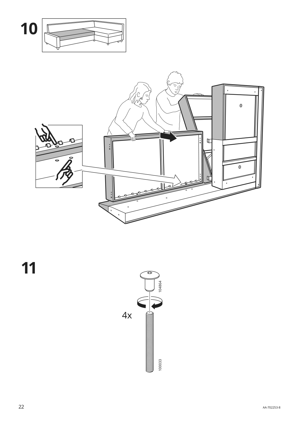 Assembly instructions for IKEA Friheten chaise for sleeper sectional hyllie beige | Page 22 - IKEA FRIHETEN sleeper sectional,3 seat w/storage 292.975.62