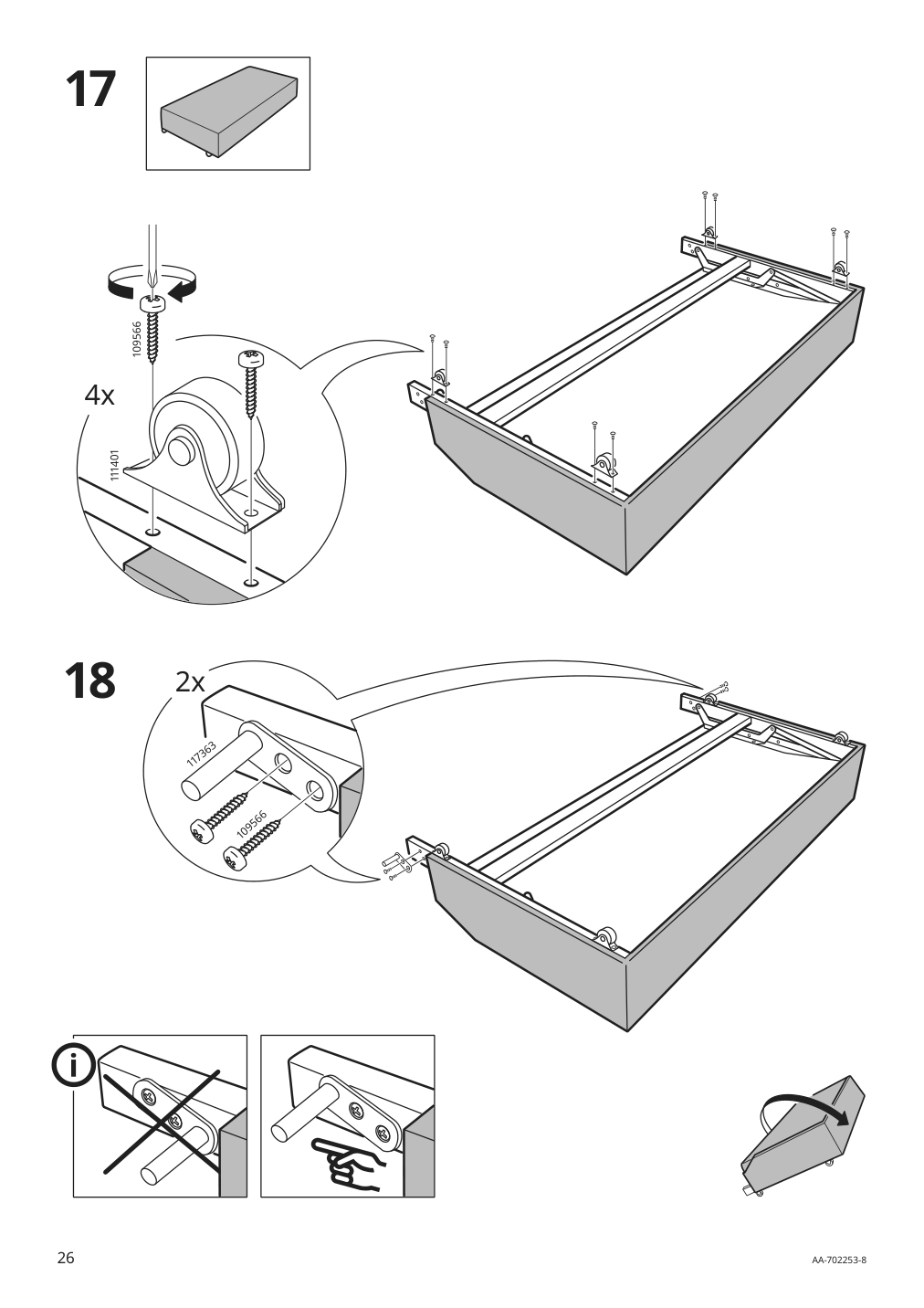 Assembly instructions for IKEA Friheten chaise for sleeper sectional hyllie beige | Page 26 - IKEA FRIHETEN sleeper sectional,3 seat w/storage 292.975.62