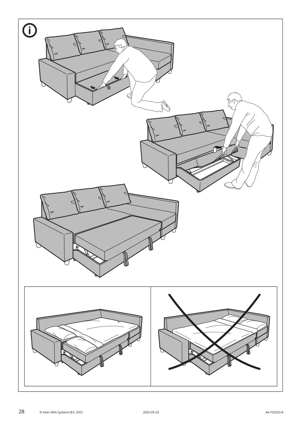 Assembly instructions for IKEA Friheten chaise for sleeper sectional hyllie beige | Page 28 - IKEA FRIHETEN sleeper sectional,3 seat w/storage 292.975.62