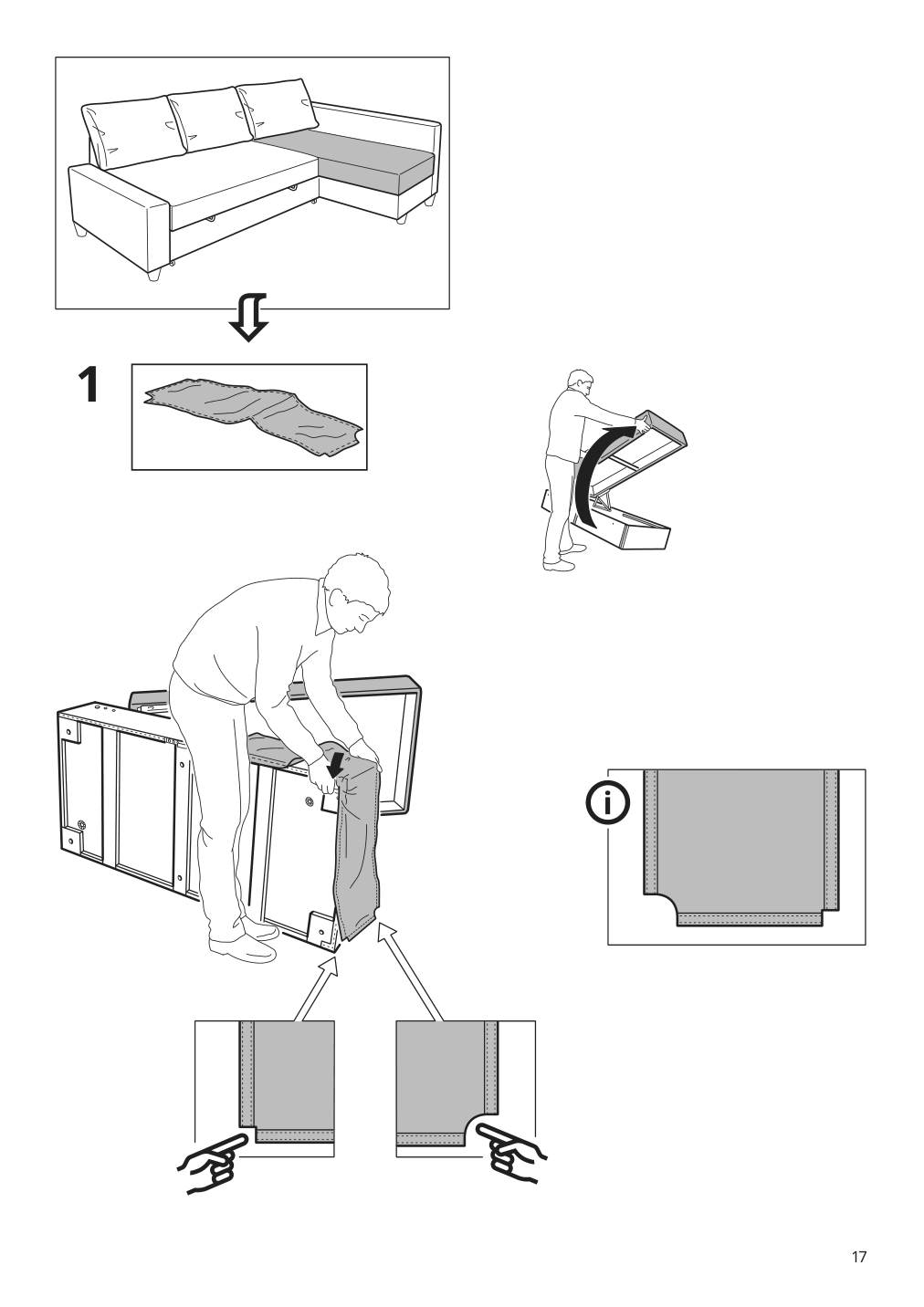 Assembly instructions for IKEA Friheten chaise for sleeper sectional hyllie dark gray | Page 17 - IKEA FRIHETEN sleeper sectional,3 seat w/storage 192.975.67